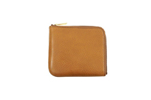 イタリアンレザーを使用したブラウン色のL字ファスナーミニ財布