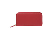 Mezzo Shrinkを使用した赤色のラウンドファスナー長財布