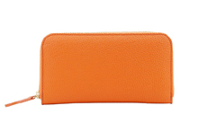 ドイツシュリンクを使用したオレンジ色のラウンドファスナ長財布