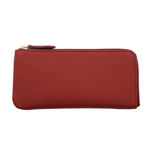 赤色のドイツシュリンクL字ファスナー薄型長財布