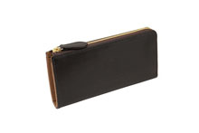 ブライドルレザーを使用したチョコ色のラウンドファスナー長財布