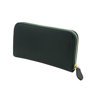 緑色のブライドルレザーラウンドファスナー長財布