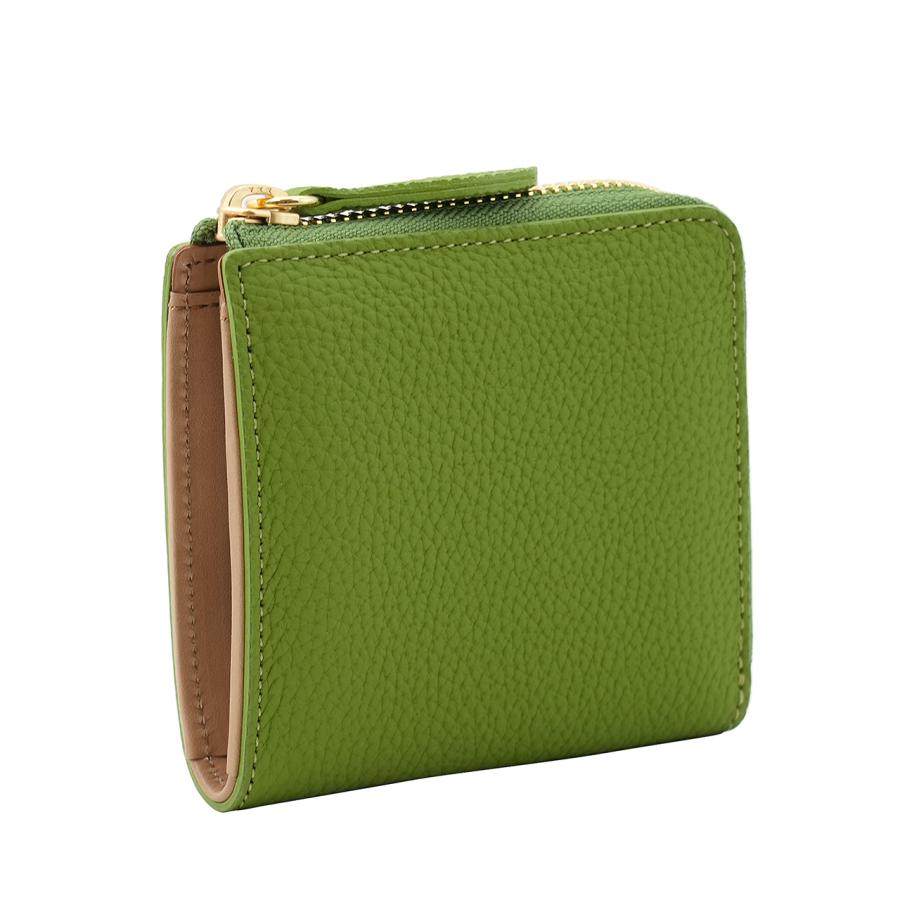 ライトグリーン色のドイツシュリンクL字ファスナーミニ財布