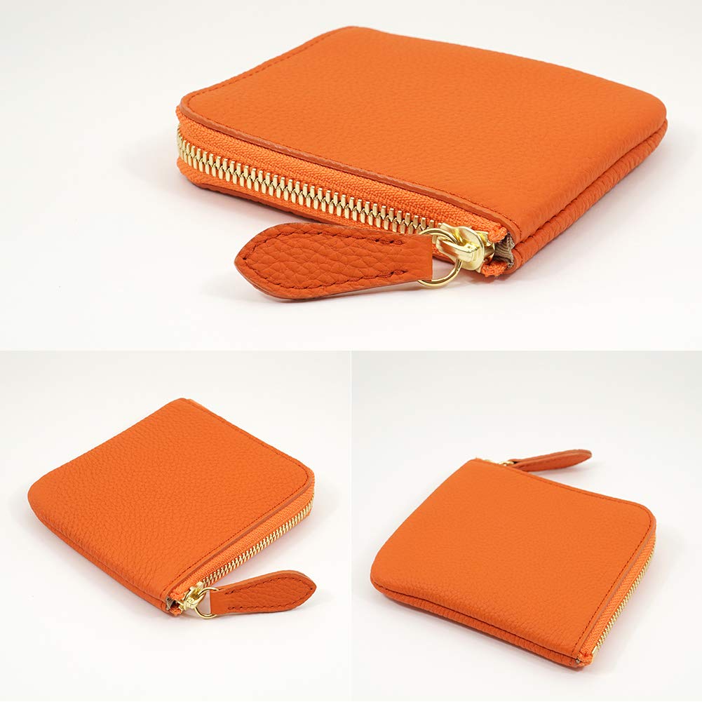 3つ並べたオレンジ色のドイツシュリンクL字ファスナーミニ財布