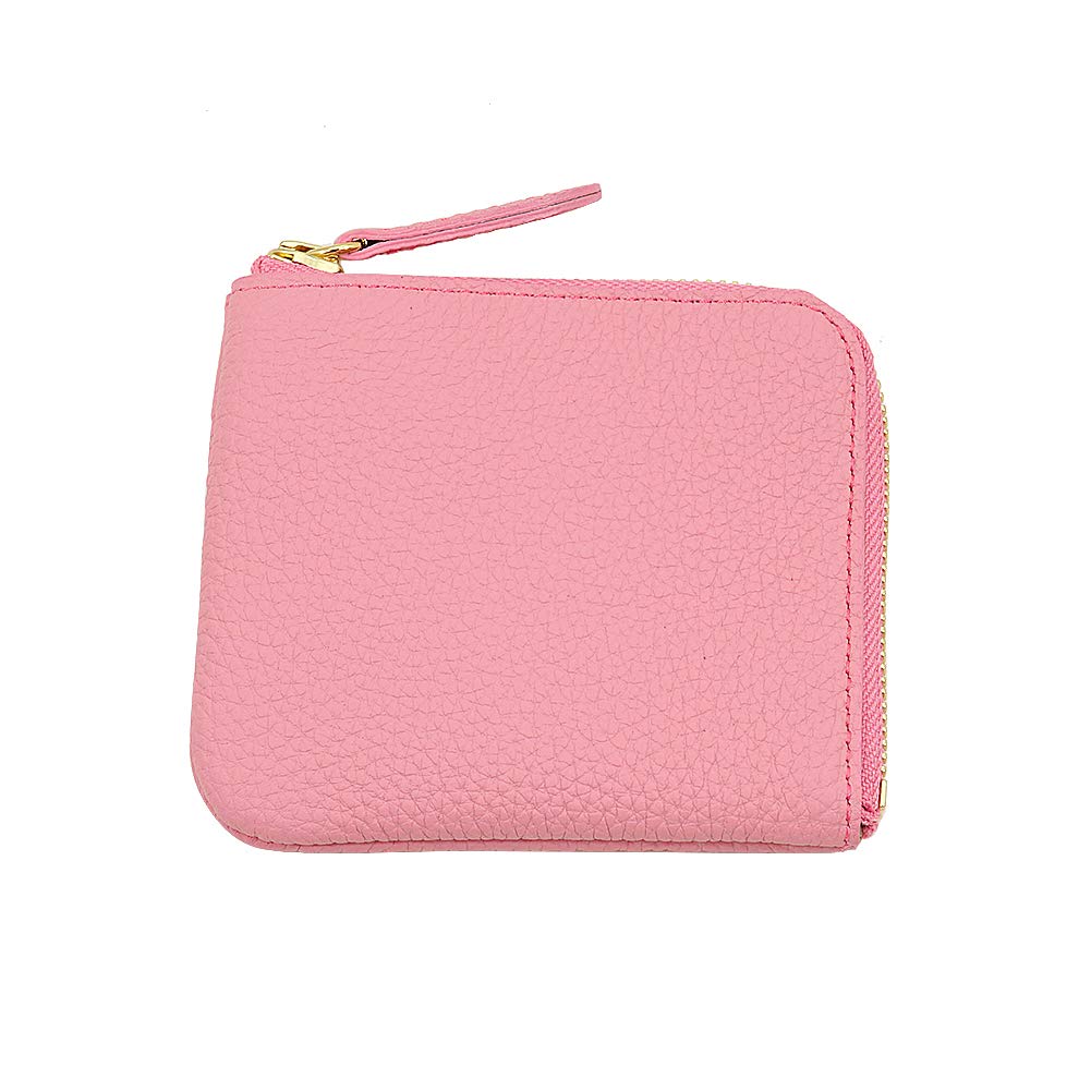 ピンク色のドイツシュリンクL字ファスナーミニ財布