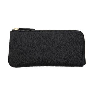 黒色のドイツシュリンクL字ファスナー薄型長財布