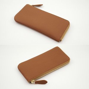 金色のドイツシュリンクL字ファスナー薄型長財布