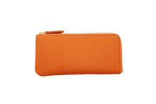 ドイツシュリンクを使用したオレンジ色の薄型長財布