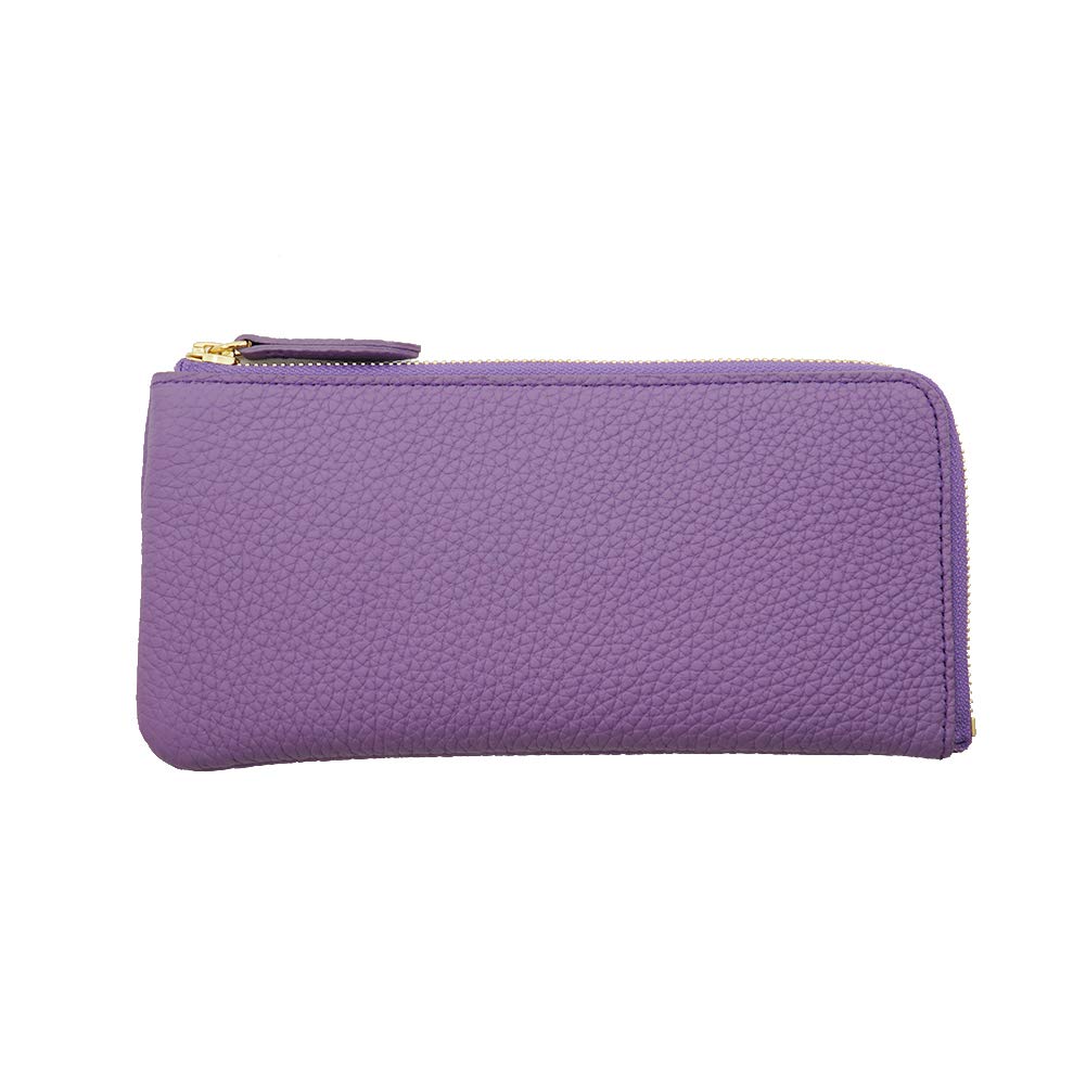 薄紫色のドイツシュリンクL字ファスナー薄型長財布