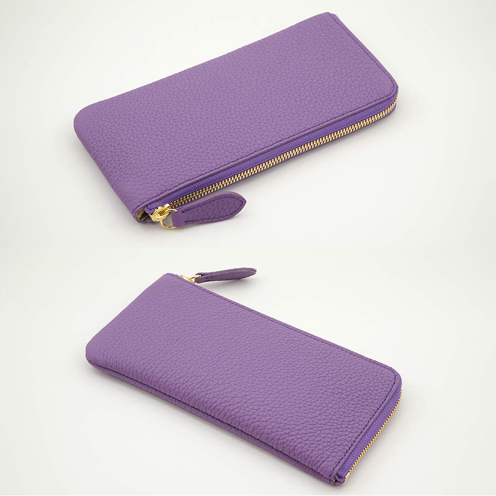 2つ並べた薄紫色のドイツシュリンクL字ファスナー薄型長財布