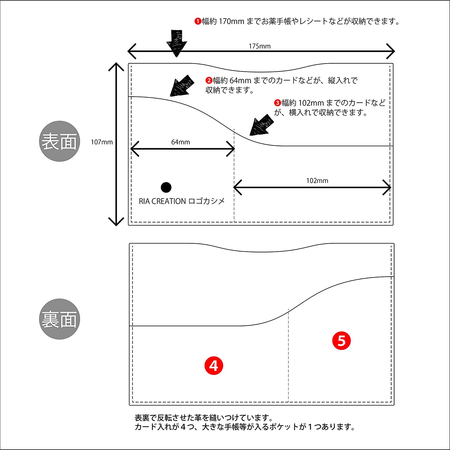 エコレザーカードケースの詳細画像