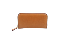 イタリアンバケッタレザーを使用したブラウン色のラウンドファスナー長財布