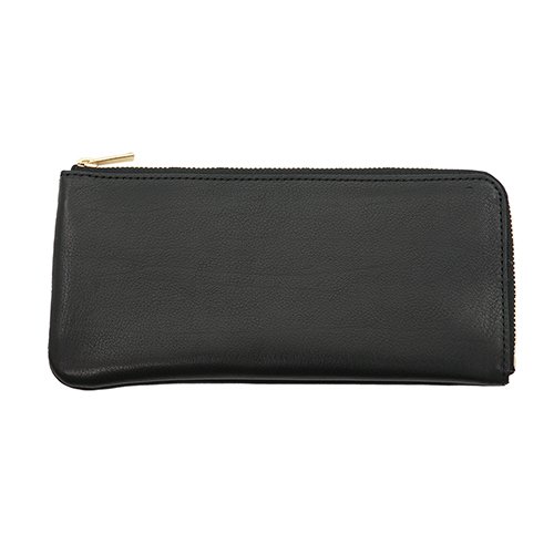 黒色イタリアンレザーL字ファスナー薄型長財布