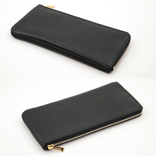 黒色のイタリアンレザーL字薄型長財布