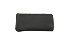 イタリアンカーフを使用した黒色のL字ファスナー薄型長財布