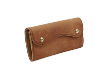 イタリアンレザーを使用したブラウン色のカブセ型長財布