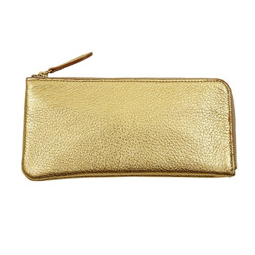 金色のイタリアンシープレザーＬ字薄型長財布