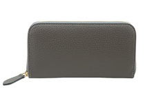 イタリアンレザーを使用した灰色のL字ファスナー長財布
