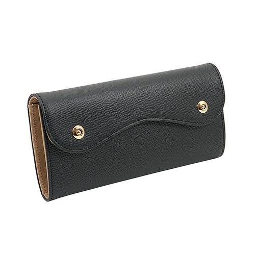 黒色のノブレッサカーフカブセ型長財布
