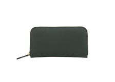 ドイツシュリンクを使用した緑色のラウンドファスナー長財布