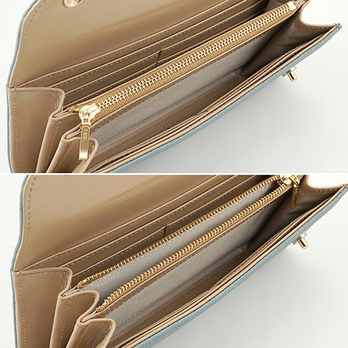スカイ色のドイツシュリンクカブセ型長財布