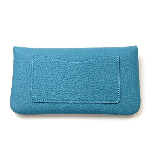 ジーンブルー色のドイツシュリンクカブセ型長財布