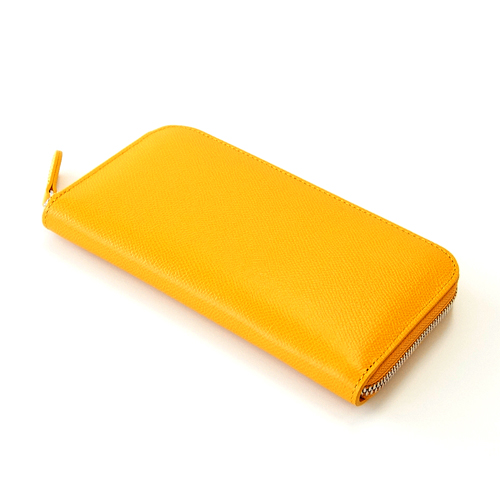 黄色のノブレッサカーフラウンドファスナー長財布
