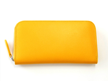 ノブレッサカーフを使用した黄色のラウンドファスナー長財布