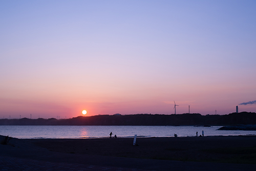 銚子屏風ヶ浦の夕陽の画像