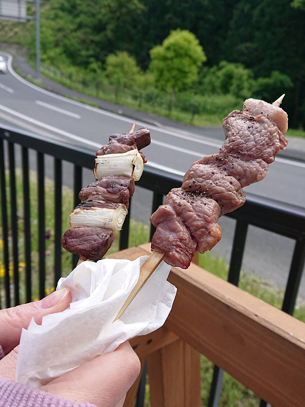 山の駅 喜楽里のイノシシ串とカモ串