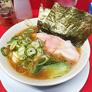 千葉の家系ラーメン新店＿ぱんちっ（成田）のラーメン薬味ねぎトッピング