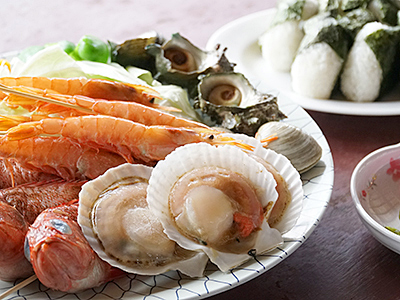 新鮮な魚介類